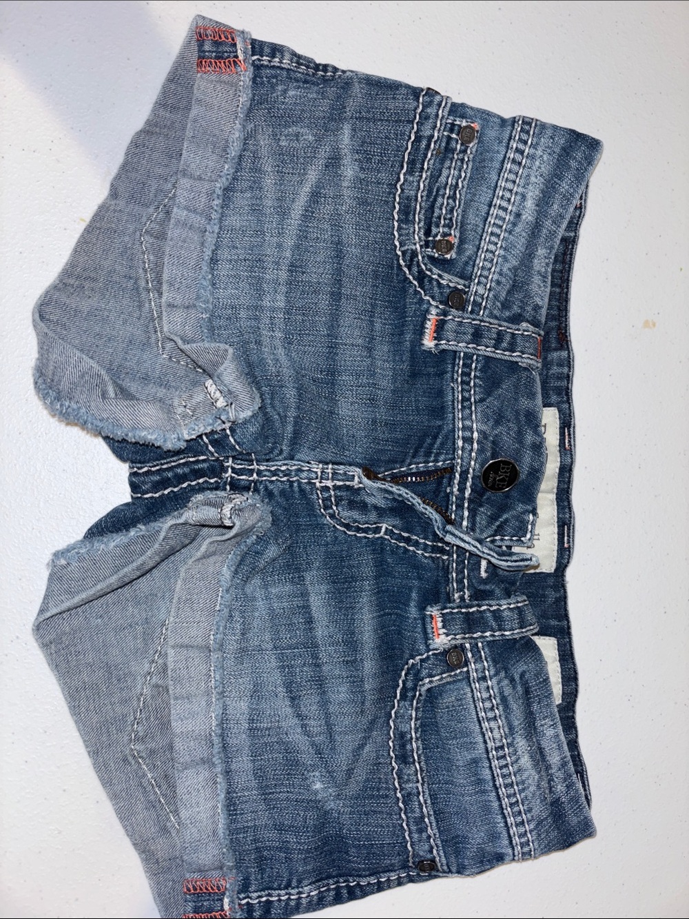 BKE Girls Blue Rolled-Cuff Denim Shorts